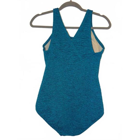 Stylish Blue One-Piece Swimsuit with Crossback - Picture 3 of 3